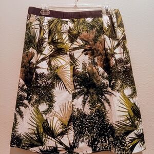 Leafy Green and Brown A-Line Skirt